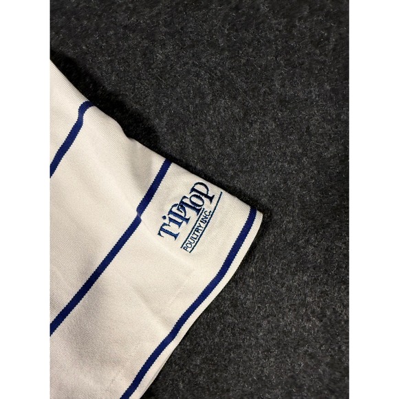 Ralph Lauren Polo Golf Mens XL Beige Navy Stripe Performance Polo Shirt Tip Top - Picture 4 of 10